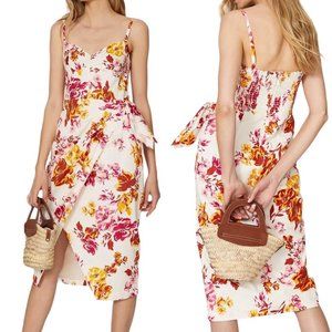 Great Jones Sweetheart Neckline Floral Print Faux Wrap Midi Dress Women’s Size 4